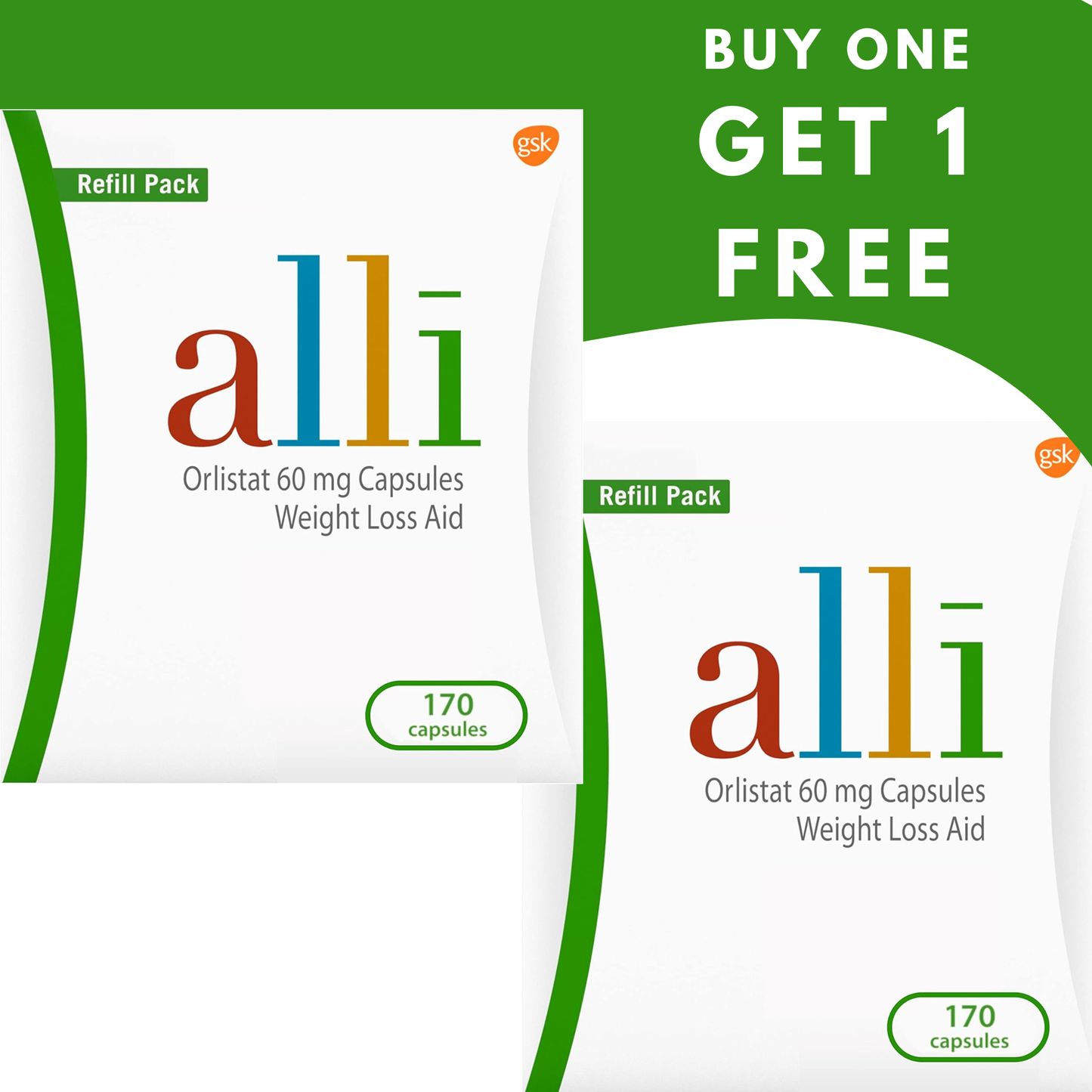 alli Diet Weight Loss Supplement Pills, Orlistat 60mg Capsules, 170 Count