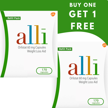 alli Diet Weight Loss Supplement Pills, Orlistat 60mg Capsules, 170 Count